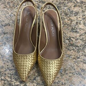 Donald J. Pliner Metallic Gold Woven Heels